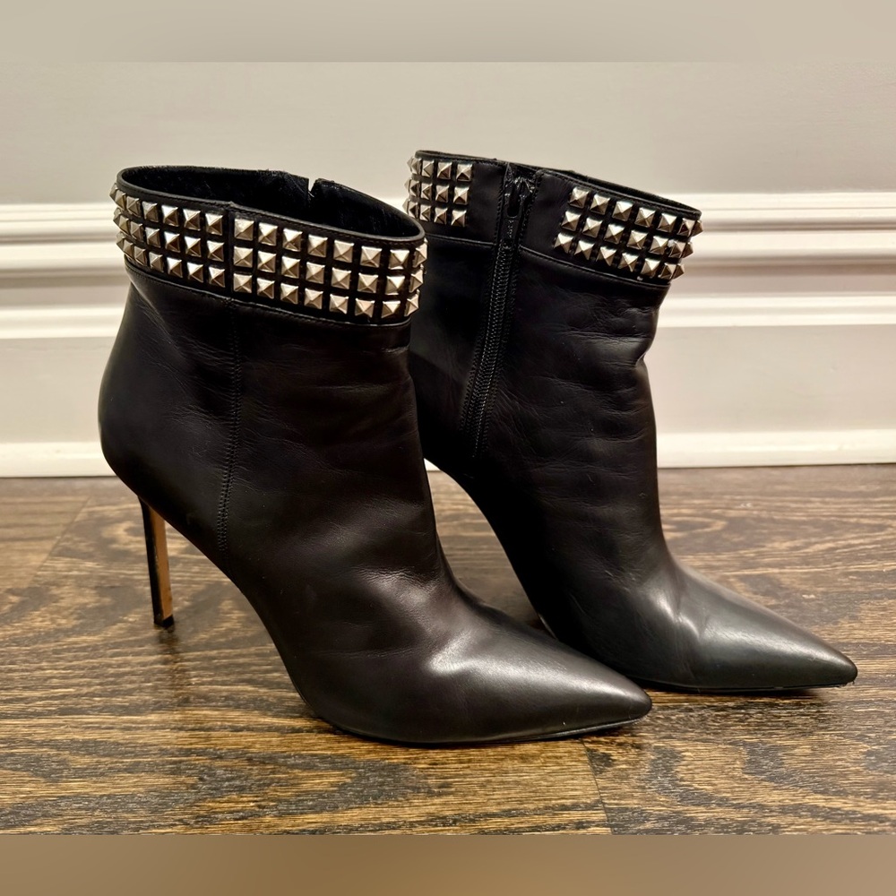 Manolo Blahnik Vintage Black Ankle Boots with Silver Studs